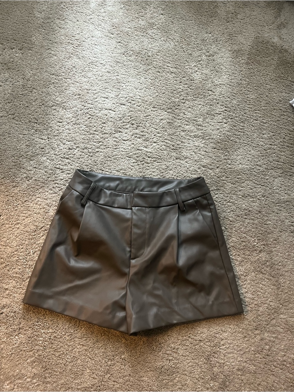 Ci Sono Faux Leather High-Waist Shorts - Charcoal